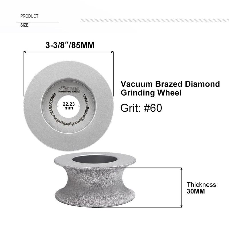 SHDIATOOL Diamond Profile Grinding Wheel 3-3/8 Inch, Height 30mm Half-Round