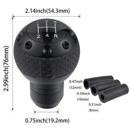 Padaodao 5 Speed Shift Knob Leather Aluminum Alloy Gear Shifter Stick Lever Handle fit Most Manual Transmission Car, Black