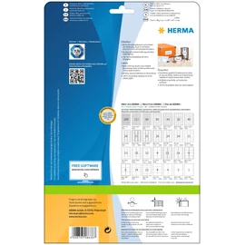 HERMA 8638 Adressetiketten, 10 Blatt, 70 x 36 mm, 24 pro A4 Bogen, 240 Stück, selbstklebend, bedruckbar, matt, blanko Papier Adressaufkleber Etiketten, weiß