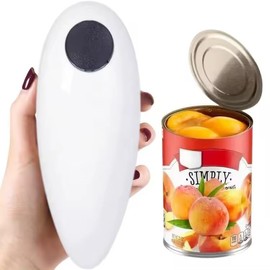 NIRPAUS Electric Can Opener with Jar Grip, Bottle Opener Automatic Can Opening with One Touch, White or Black (White)