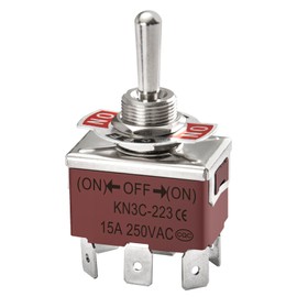 Heschen metal toggle switch DPDT, KN3C-223, momentary (ON)/OFF/(ON) 3 position 15A 250VAC 6 tab terminal CE