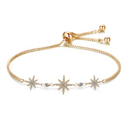 TLASTMATE Star Bracelet for Women l18K Gold Plated Classic Adjustable Slider Bracelet l Gifts for Girlfriend Wife Mom