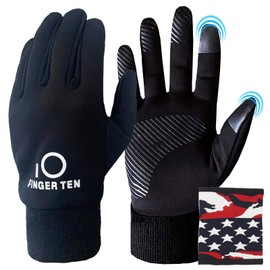 FINGER TEN Kids Winter Gloves Waterproof with Free Neck Warmer Boys Girls Touchscreen for Cold Weather Outdoor Sports (Black, X-Large)