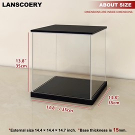 LANSCOERY Clear Acrylic Display Case with RGBW LED Light, Showcase and Display Box, Dustproof with UV Protection, Perfect for Figures Collectibles - 13.8x13.8x13.8inch