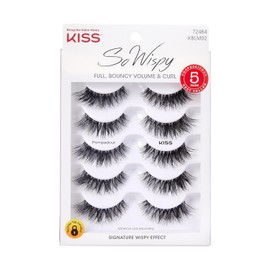 KISS So Wispy, False Eyelashes, 'Pompadour', 16mm, Includes 5 Pairs Of Lashes, Easy to Apply, Reusable Lash Clusters