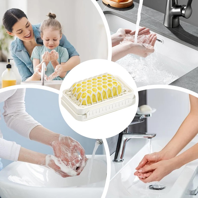 Soap Case,Double-Layer Soap Saver | Mesh Structure, No Drilling, Space-Saving