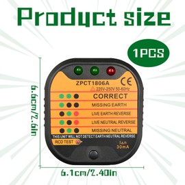 Socket Tester UK,220-250V Circuit Polarity Voltage Detector,Rcd GFCI Plug Socket Tester with LCD Display,Suitable for Power Plug Wiring Detection