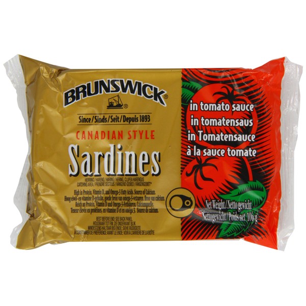 Brunswick Canadian Style Sardines in Tomato Sauce 106 g (Pack of 12)