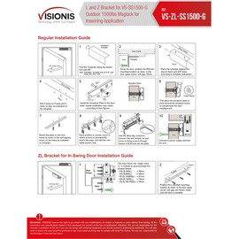 Visionis VS-ZL-SS1500 L and Z Bracket for 1500lbs Outdoor Gate 1500lbs Magnetic Door Lock Inswinging Door Application