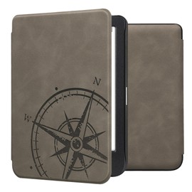 kwmobile Cover Compatible with Kobo Clara BW/Colour Cover - eReader Case - Navigational Compass Grey