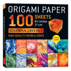 Origami Paper 100 sheets Colorful Crystals 8 1/4": Extra Large Double-Sided Origami Sheets Printed with 12 Different Patterns (Instructions for 5 Projects Included)