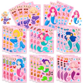 24 Sheets Make Your Own Mermaid Stickers for Kids, Under The Sea Party Favors, Mermaid Crafts, Birthday Gifts, Classroom Rewards