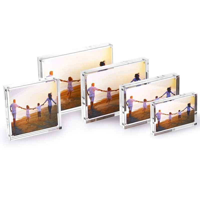 HESIN 6"X8"Clear Acrylic Magnet Photo Frame, Double Sided Picture frame