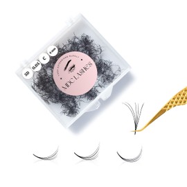MDC LASHES Promade Fans Eyelash Extensions 500fans 0.05-0.07 Thickness, C/CC/D Curl, 8-16mm 8D Volume Eyelash Extensions Short Stem Soft Promade Fans Eyelash Extensions, Long Lasting, Easy Application