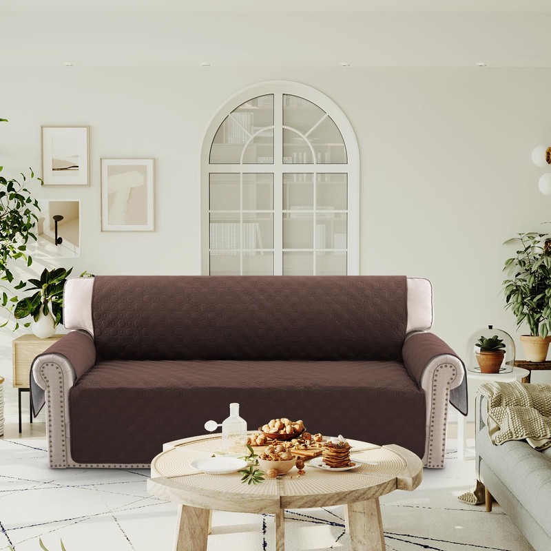PrinceDeco Waterproof Sofa Cover Diamond Quilted Couch Cover 3 Cushion