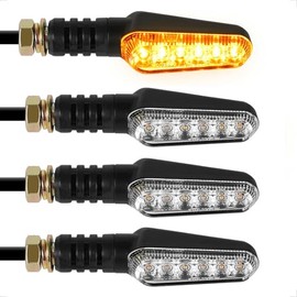 evermotor LED Indicator Motorcycle, 12 V 2.4 W, Pack of 4, E-Approved, 6 Very Bright LEDs per Indicator, Waterproof IP67, Universal Retro Black, for E Scooter Quad ATV