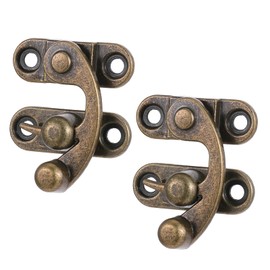 2pcs Bronze Mini Swing Arm Clasp Latch Antique Vintage Lock Clasp Left Right Latch Hook Hasp Horn Lock Metal Catch Curved Buckle for Suitcase Jewelry Box Toolbox, 33mm x 29mm