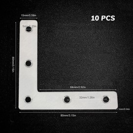 Flat L Shaped Corner 5packs Stainless Steel Right Angle Corner Brace Repair Plate Heavy Duty Furniture Fastener Joint Corner Connector Compatible for Screen Window Bed Table