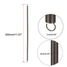 TOP-VIGOR 1Pcs Extension Compressed Spring, 1mm Wire Dia, 6mm OD, 300mm Free Length Durable Steel Compression Springs, Small Dual Hook Extended Tension Springs