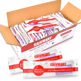 Kit profesional de pedicura desechable de 3 piezas Kit de manicura, lima de uas de madera grano 100180, mini bfer de grano 80100, palo de madera, 100 