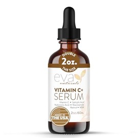 Eva Naturals Vitamin C Serum Plus - Suero facial con ácido hialurónico, niacinamida, retinol y ácido salicílico - Fórmula hidratante y suavizante para la piel - 2 onzas