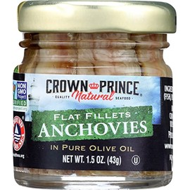 Crown Prince Flat Fillets of Anchovies in Olive Oil, 1.5 Oz