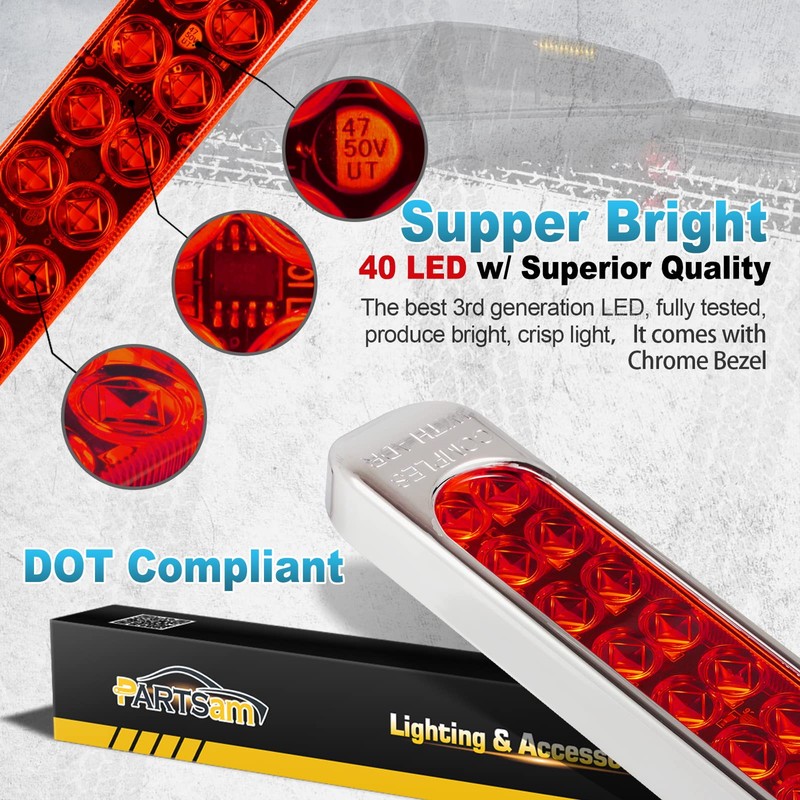 Partsam Waterproof 17" Inch High Power 40 LED Red Utility