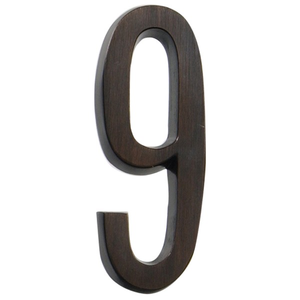 Distinctions by Hillman 843263 4-Inch Die Cast Self-Adhesive House Address Plaque, Aged Bronze, Number 9