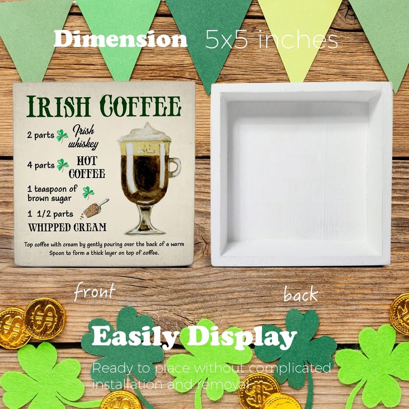 Coffee Decor, St. Patricks Day Irish Coffee Wooden Sign Home