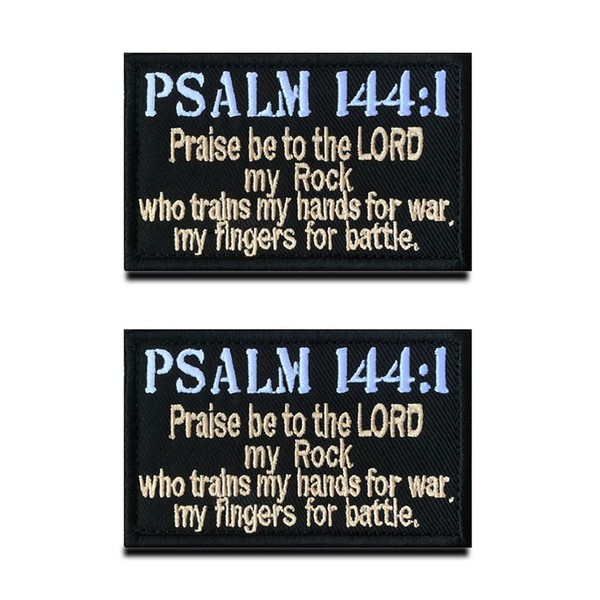 2pcs Tactical Religious Psalm 144:1 Biblical Verses Belief in Jesus