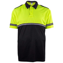 First Class Two Tone Bike Patrol Shirt with Zipper Pocket and Hash Stripes (Lime Green and Black, Medium)