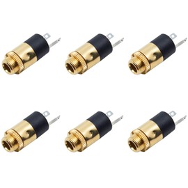 Surf turtle 3.5mm Female Stereo Panel Mount Jack Connector, 6Pcs Audio Headphone Metal Gold Plated Jack Connector