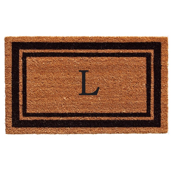 Calloway Mills 152961830L Black Border 18" x 30" Monogram Doormat, (Letter L)
