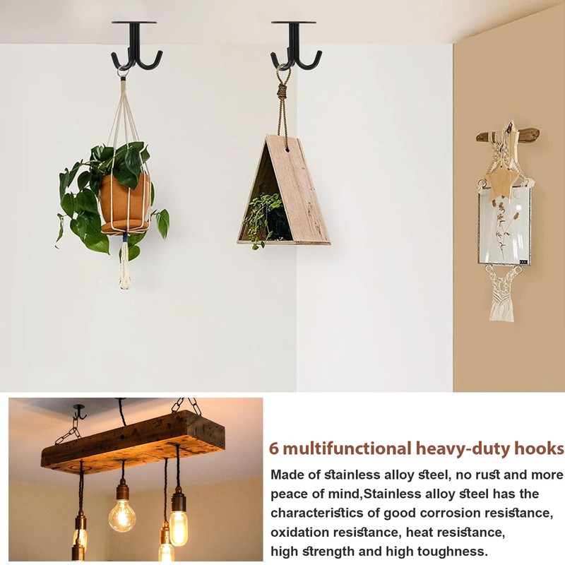 Ouzionz Pack of 6 Ceiling Hooks with Screws Ceiling Hooks,