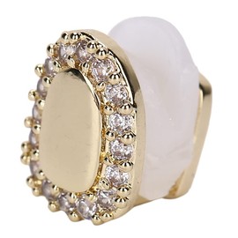 Single Tooth, Hip Hop Teeth Bling Teeth Accessory Decoration for Teeth Rapper Costume Cosplay Single Tooth (Single Door Diamond Gold)