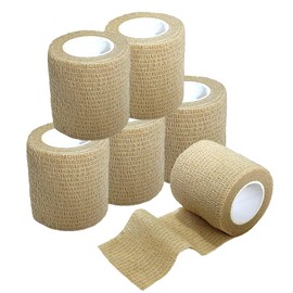 Smanzu 6 Pack 2" x 5 Yards Self Adherent Wrap Bulk Breathable Self Adhesive Vet Tape for Pets, Stretchy Sports Cohesive Bandage Wrap for Athletic, Wrist and Ankle(Skin)
