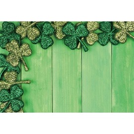 Leyiyi 7x5ft Happy St. Patrick's Day Backdrop Luxury Clovers Banner Rustic Green Wooden Board Background Glitter Sequin Shamrock Ireland Spring Carnival Cowboy Portrait Vinyl Prop Studio Wallpaper