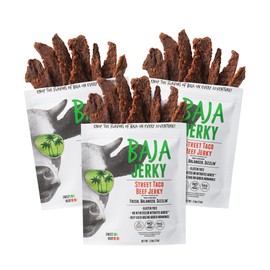 Baja Beef Jerky | Keto Friendly, Gluten Free, Low Calorie Craft Jerky | 25g Protein, 100% All-Natural Beef, No Nitrates | 3 pack 2.5 Oz Bags (Street Taco)