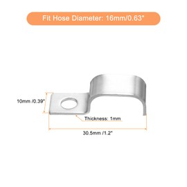 sourcing map 20 Pcs Pipe Strap, 304 Stainless Steel Pipe Support Strap Fit for 5/8in(16mm) Tube Strap Tension Clip with 1 Hole 8mm Height for Continuous Pipes EMT Conduit or Pipe Fixing