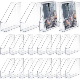 6 Pcs Clear Acrylic Magazine File Holder Plastic Desk Organizer with Handle Basics Vertical Magazine Rack Desk Folder Document Storage Organizer for Home Office School Work Study Desktop Supplies