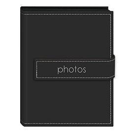Pioneer Photo Albums EXP-46/BKP 36-Pocket 4 x 6-Inch Embroidered "Photos" Strap Sewn Leatherette Cover Photo Album, Mini, Black