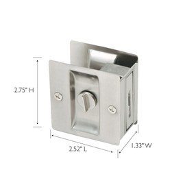 Design House 182121 Pocket Door Privacy Bed and Bath Lock 2-Pack Satin Nickel