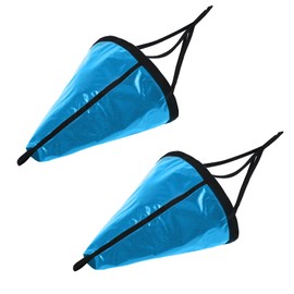 Tandefio 2 Pcs 32 Inch Sea Anchor Drift Sock for Fishing Boat 250D Nylon Trolling Fishing Drogue for Marine Boat Parachute Drift Anchor for Kayak Pontoon Inflatable Sail Boat (Blue)