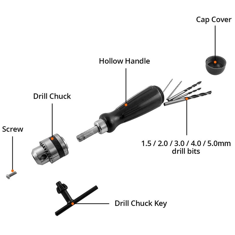 QWORK Pin Vise Hand Drill Bits, Micro Mini Twist Drill