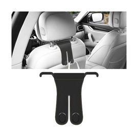 AICEL Car Seat Back Headrest Hook, Leather Vehicle Seatback Double Organizer Hanger for Purse Bags Clothes, Multifunctional Auto Interior Storage Accessories, Universal for Truck, SUV, RV (Black)