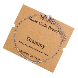 JoycuFF Grandma Gifts for Women Grammy Morse Code Bracelets for Her Inspirational Birthday Mother's Thanksgiving Day Funny Chain Bracelet Silver Encouragement Secret Message Jewelry