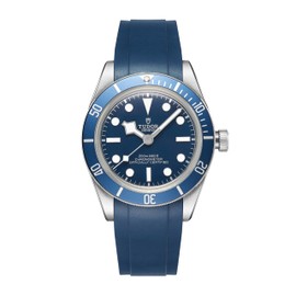 Crafter Blue TD03 Curved End Watch Band Rubber Strap Replacement for Tudor Black Bay BB58 M79030N, M79030B, M79010SG, M797018V, M7939G1AONRU, Black