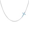 DAOCHONG S925 Sterling Silver Jewelry Sideways Cross Created Turquoise Choker