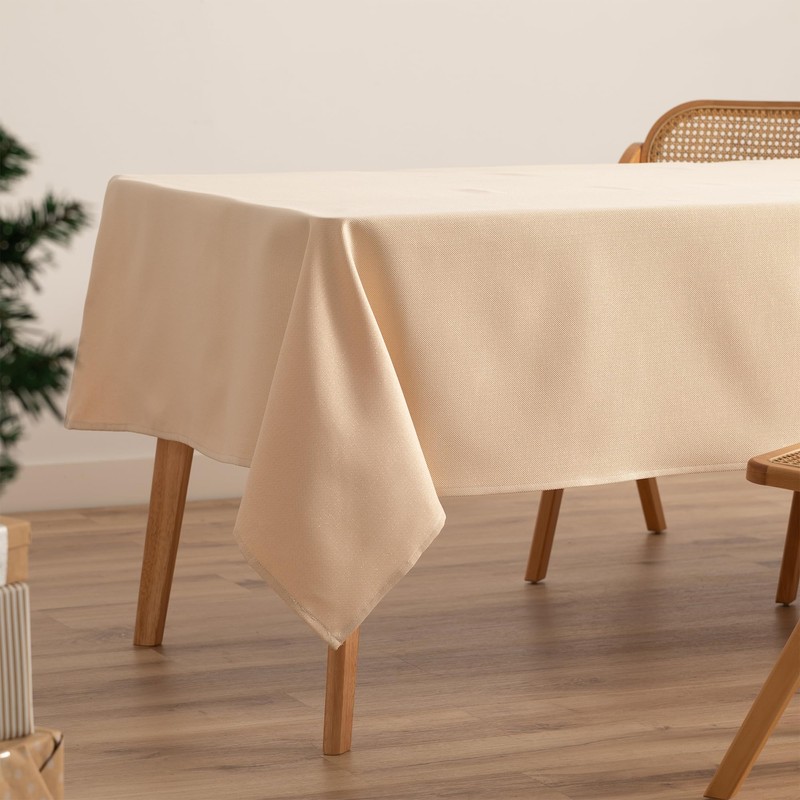GAMUSI Tablecloth Christmas Plain Gold Thread Dining Table Rectangular Christmas