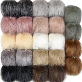SIQUK Pack of 24 Faux Fur Pompoms Faux Fur Pompoms for Women and Girls Bag Hats Pendants Decoration 12 Colours